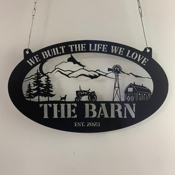 Custom Farmhouse Metal Wall Sign, Personalized Animals Barn Metal Sign, Metal Farm Truck Name Sign, Mountain Barn Ranch Metal Sign Decor