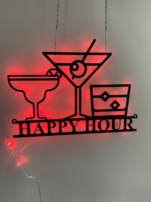 Custom Metal Cocktail Bar Sign With Led Lights, Personalized Bar Theme Cocktail Metal Name Sign, Custom Drinks Metal Wall Art Decor