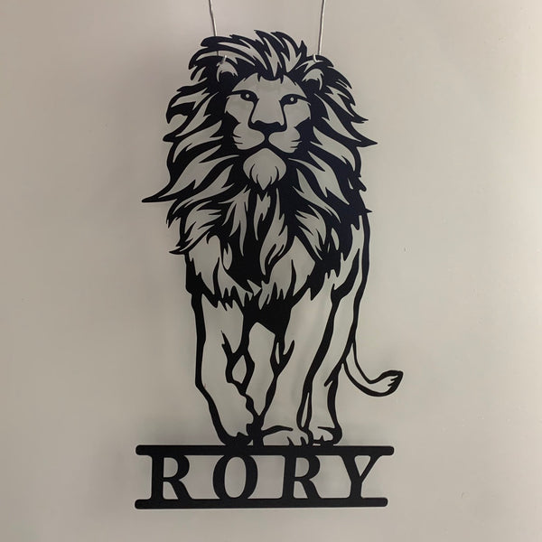 Personalized Walking Lion Metal Name Sign, Custom Lion Metal Wall Art, Wild Animal Metal Wall Sign, Lion Metal Kid Room Wall Decor