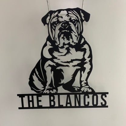 Custom English Bulldog Metal Sign Art, Personalized English Bulldog Metal Name Sign, Bulldog Dog Lovers Metal Wall Art