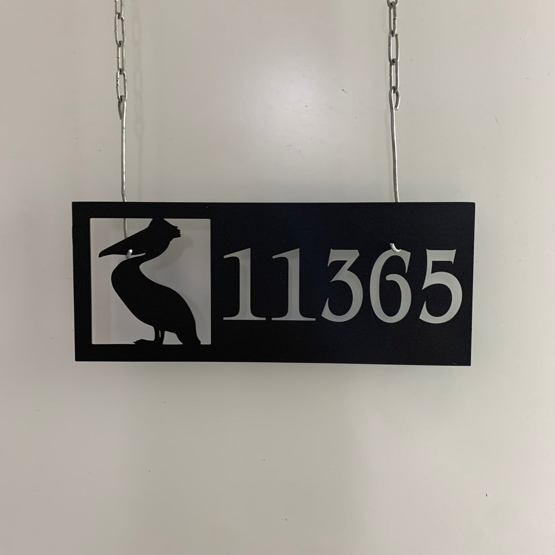 Custom Pelican Address Sign For Beach House, Pelican Bird House Numbers Metal Wall Sign, Coastal Home Address Pelican Metal Outdoor Decor