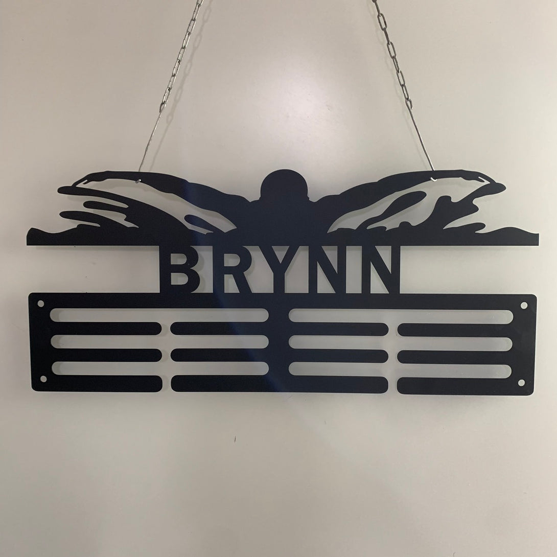 Custom Swimming Medal Hanger With Name, Personalized Swimming Sports Medal Hanger, Swimming Medal Holder Display Rack For Awards And Ribbons