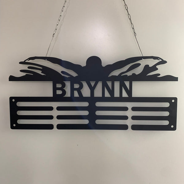 Custom Swimming Medal Hanger With Name, Personalized Swimming Sports Medal Hanger, Swimming Medal Holder Display Rack For Awards And Ribbons