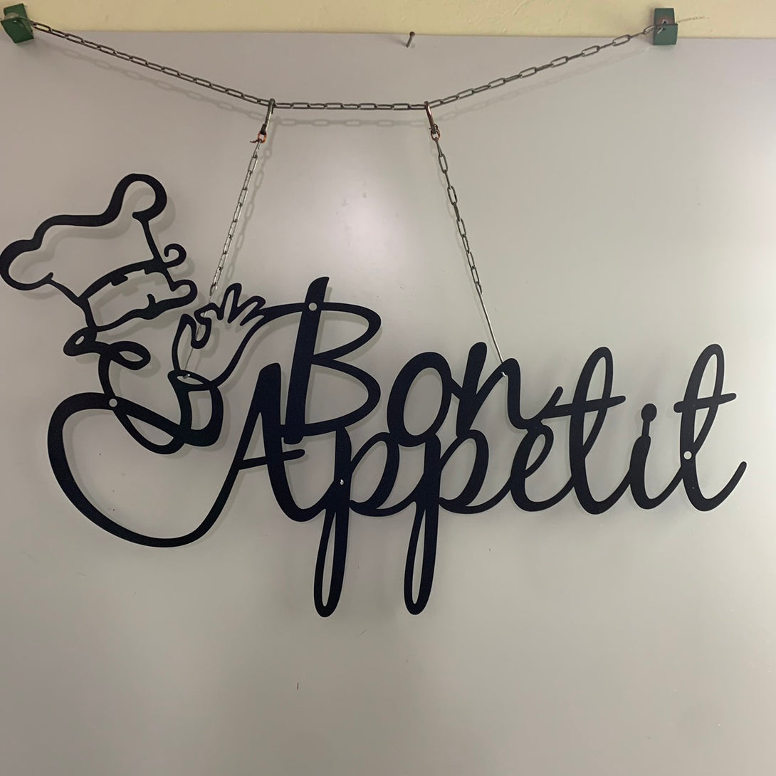 Bon Appetit Metal Wall Art Kitchen Decor, Bon Appetit Words Metal Sign, Dining Room Laser Cut Metal Word Art, Motivational Quote Metal Wall Hanging