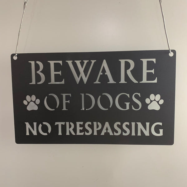 Beware Of Dog No Trespassing Metal Sign Decor, Warning Gate Plaque, Beware Of Dog Metal Art, Warning Dog Metal Sign, Dog Gate Sign