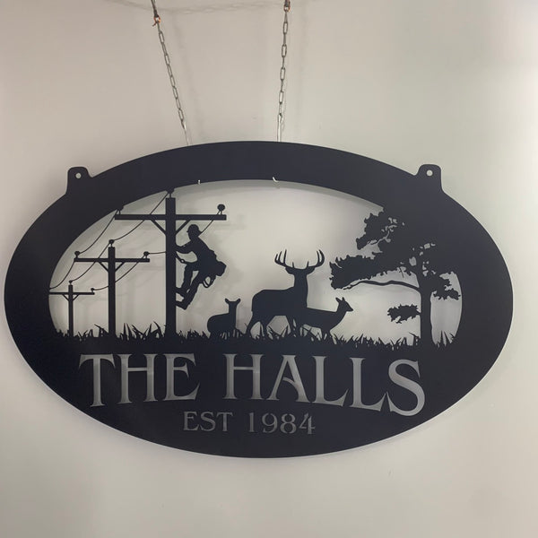 Custom Lineman Metal Wall Art, Personalization Electrician Metal Sign, Electrical Lineman Wall Decor, Power Line Worker Name Sign, Metal Lineman Art
