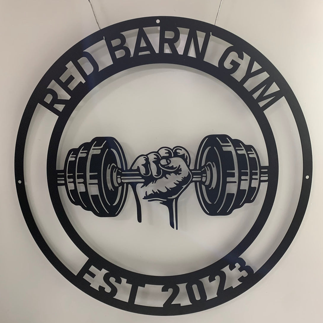 Custom Dumbell Gym Monogram Metal Wall Art, Gym Sport Room Metal Wall Sign, Personalized Dumbbell Fitness Metal Name Sign