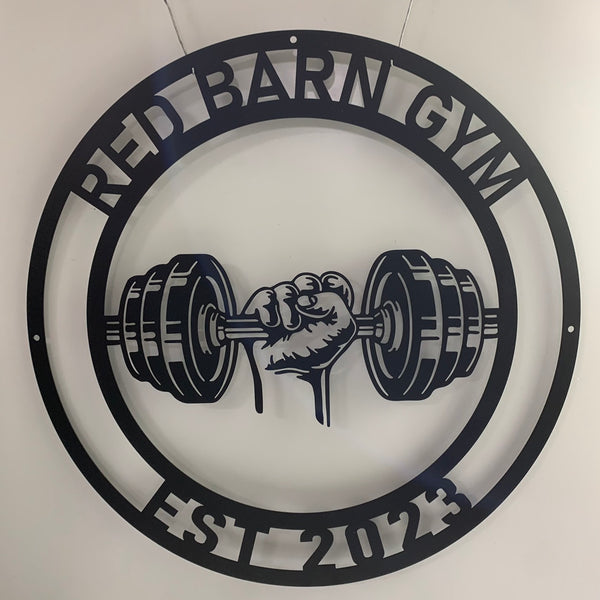Custom Dumbell Gym Monogram Metal Wall Art, Gym Sport Room Metal Wall Sign, Personalized Dumbbell Fitness Metal Name Sign