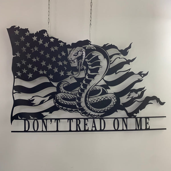 Don't Tread On Me Distressed Flag Metal Sign, Custom Snake Flag Metal Wall Decor, Gadsden Flag Metal Wall Art, Gadsden Flag Wall Sign