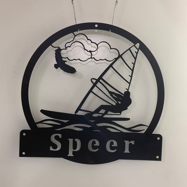 Custom Windsurfing Metal Wall Art, Personalized Windsurfing Metal Name Sign, Windsurfing Beach Sign, Windsurfing Sports Man Cave Metal Sign Decor