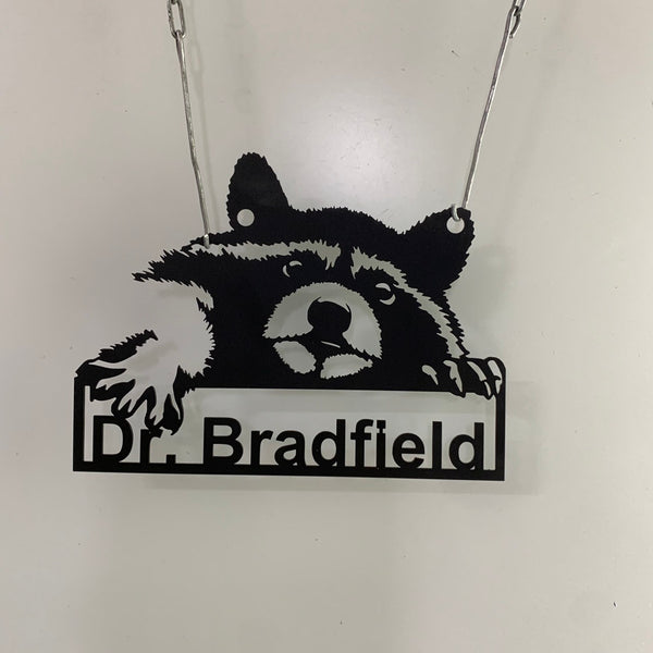 Custom Raccoon Metal Wall Art, Personalized Peeking Raccoon Metal Name Sign, Cute Raccoon Metal Wall Sign Decor, Funny Raccoon Wall Hanging
