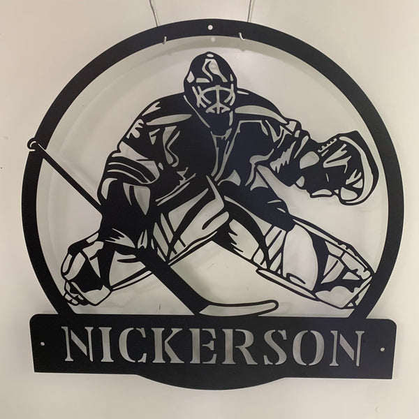 Custom Hockey Goalie Metal Wall Art, Personalized Air Hockey Metal Name Sign, Hockey Player Metal Wall Sign Decor, Metal Hockey Sport Sign