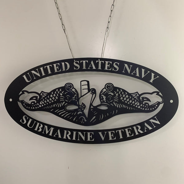 United States Navy Submarine Veteran Metal Wall Art, Custom Us Navy Submarine Dolphins Metal Wall Sign, Patriotic Gift Us Military Metal Hanging