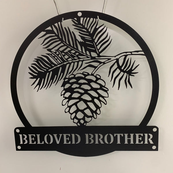 Custom Pinecone Monogram Metal Wall Art, Personalized Pinecone Metal Name Sign, Metal Pinecone Cabin Welcome Entry Sign, Pinecone Metal Wall Hanging