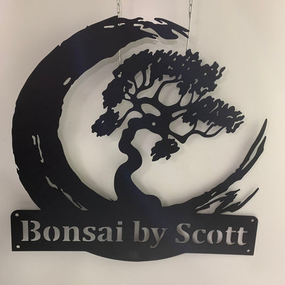 Custom Bonsai Tree Metal Wall Art, Personalized Bonsai Tree Metal Name Sign, Bonsai Tree Metal Home Decor, Custom Bonsai Tree Wall Sign Decor
