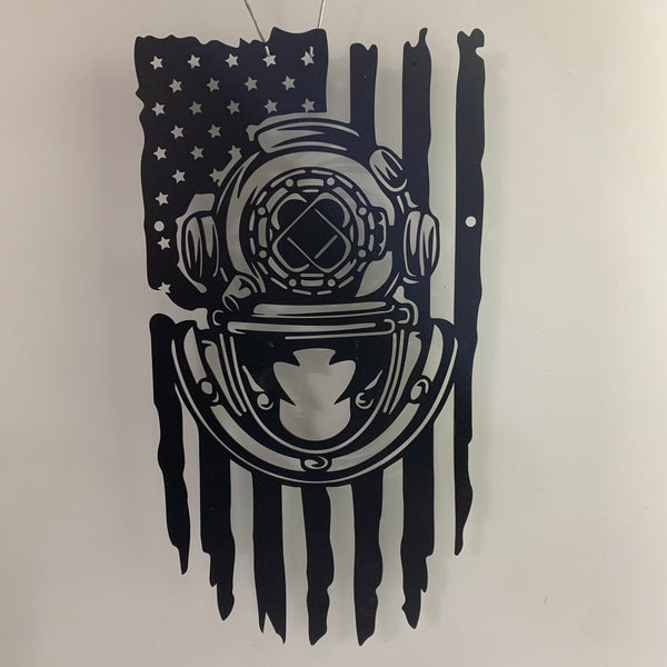 Us Deep Sea Diver Helmet Metal Sign, Us Navy Diving Metal Sign, Diving Gift Beach House Nautical Metal Wall Sign, Scuba Diver Metal Name Sign