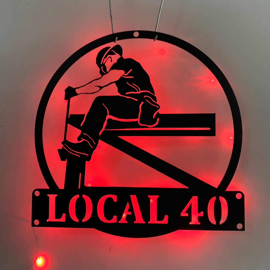 Personalized Ironworker Metal Sign Led Light, Custom Name Ironworker Metal Wall Art, Welder Metal Sign, Ironworker Metal Man Cave Wall Decor