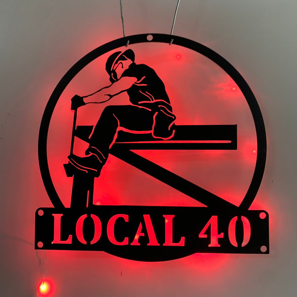 Personalized Ironworker Metal Sign Led Light, Custom Name Ironworker Metal Wall Art, Welder Metal Sign, Ironworker Metal Man Cave Wall Decor