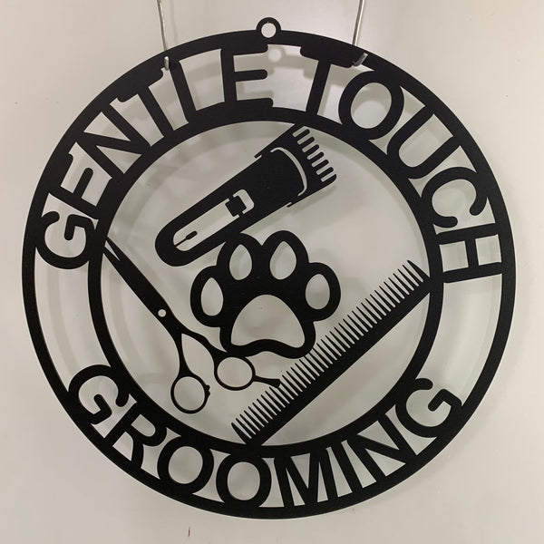 Personalized Pet Grooming Metal Wall Art, Custom Pet Grooming Monogram Metal Name Sign, Grooming Service Pet Salon Metal Wall Art Decor
