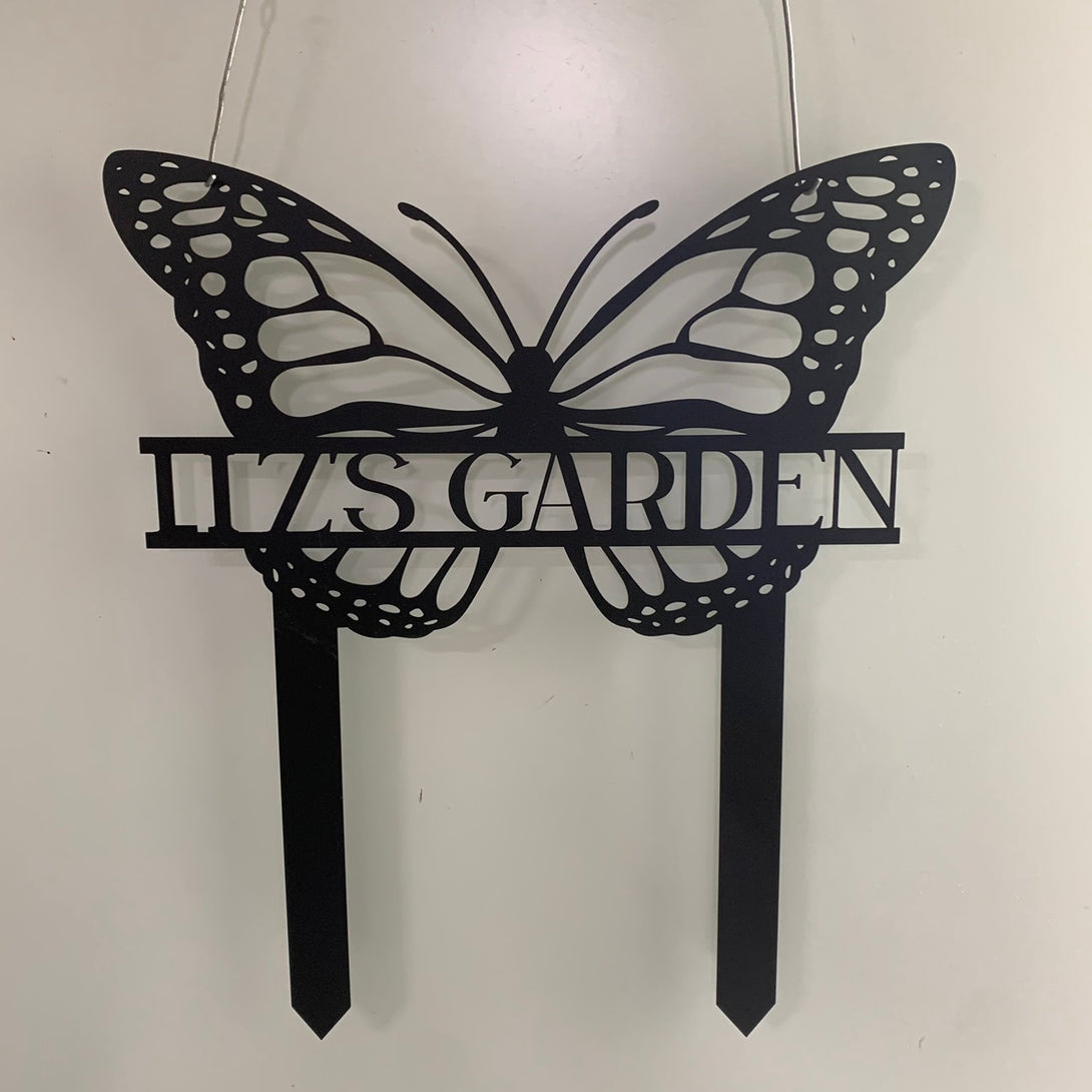 Personalized Butterfly Garden Metal Stake, Butterfly Metal Yard Sign, Custom Farmhouse Metal Garden Stake, Butterfly Metal Garden Sign