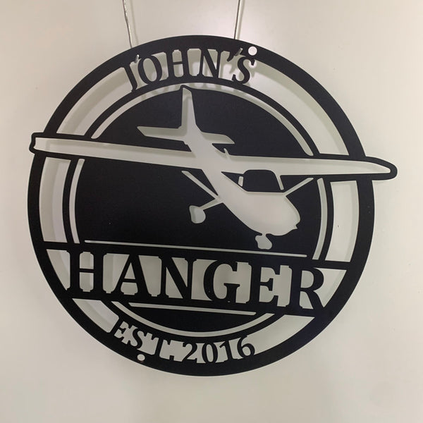 Personalized Airplane Metal Name Sign, Aviation Airplane Hangar Metal Wall Art, Custom Pilot Name Metal Sign, Aircraft Hangar Metal Wall Sign