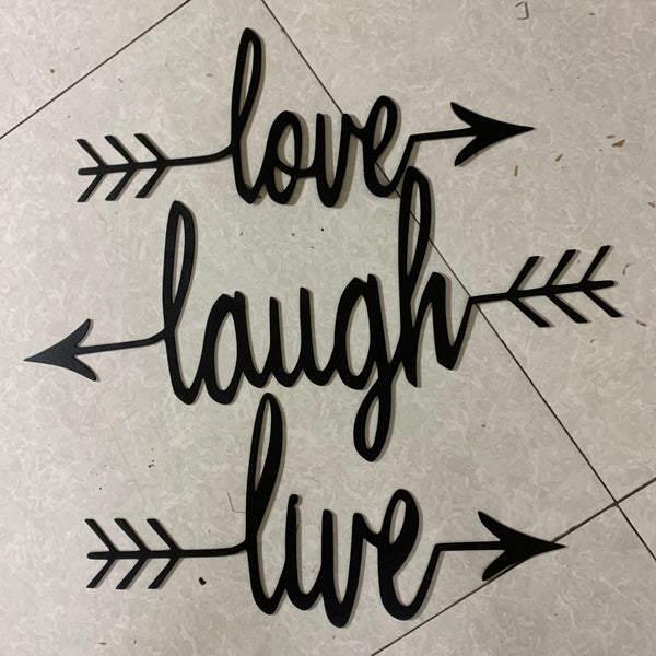 Metal Live Laugh Love Wall Art Sign, Custom Script Words Metal Wall Decor, Live Laugh Love Words Laser Cut Metal Wall Art