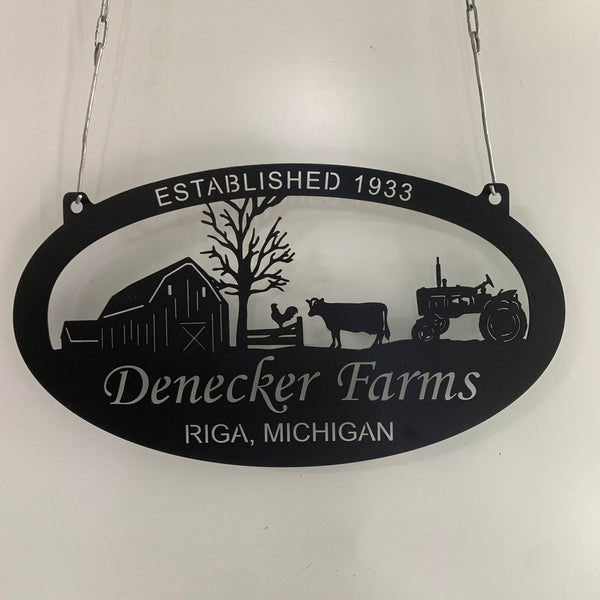 Custom Farm Animal Metal Wall Sign, Personalized Animals Farmhouse Metal Sign, Metal Farm Truck Name Sign, Cattle Cow Chicken Metal Farm Decor