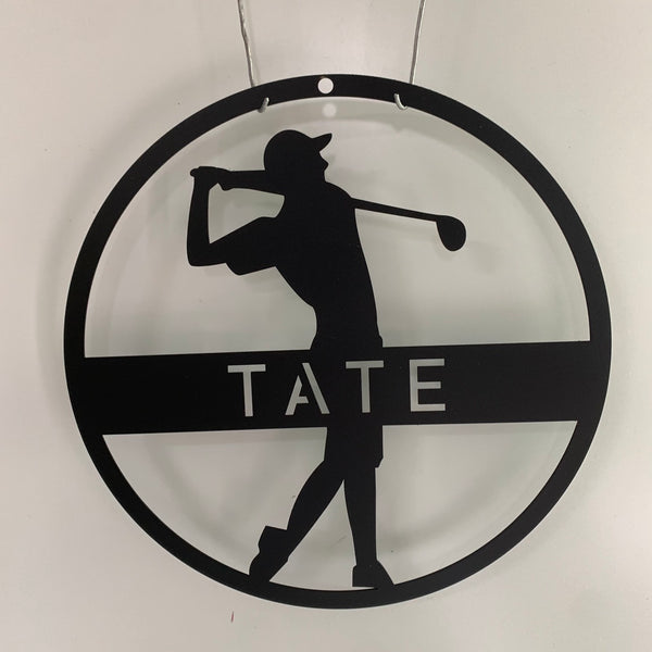 Custom Golf Player Metal Name Sign, Personalized Golfing Metal Wall Sign, Golfer Metal Wall Art, 19th Hole Metal Sign, Golf Monogram Metal Sign