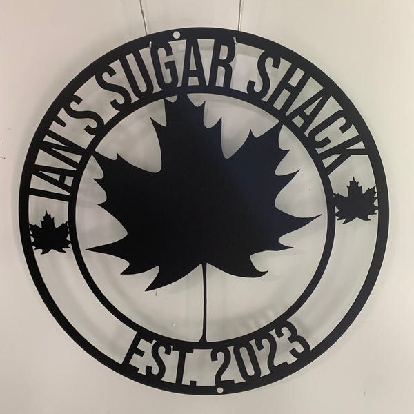 Custom Maple Leaf Monogram Metal Wall Art, Personalized Family Name Metal Sign, Canada Leaf Cottage Wall Sign, Maple Leaf Metal Name Sign