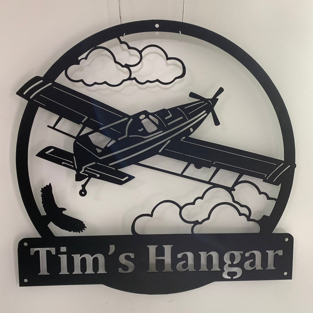 Custom Aircraft Metal Wall Art, Airplane Hangar Man Cave Metal Sign, Personalized Pilot Metal Name Sign, Aviation Metal Wall Sign