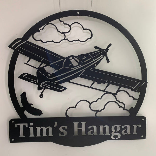 Custom Aircraft Metal Wall Art, Airplane Hangar Man Cave Metal Sign, Personalized Pilot Metal Name Sign, Aviation Metal Wall Sign