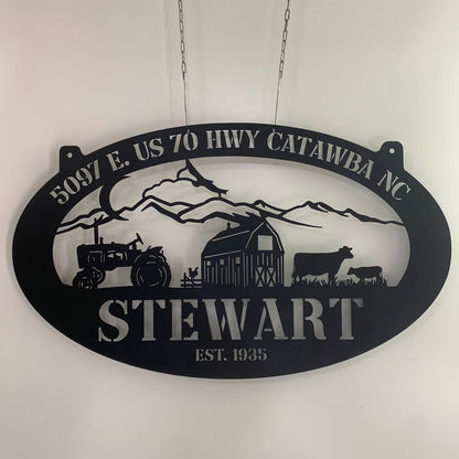 Personalized Farmhouse Metal Entrance Sign, Custom Metal Cattle Farm Tractor Sign, Custom Metal Farm Ranch Name Sign, Farmville Metal Sign