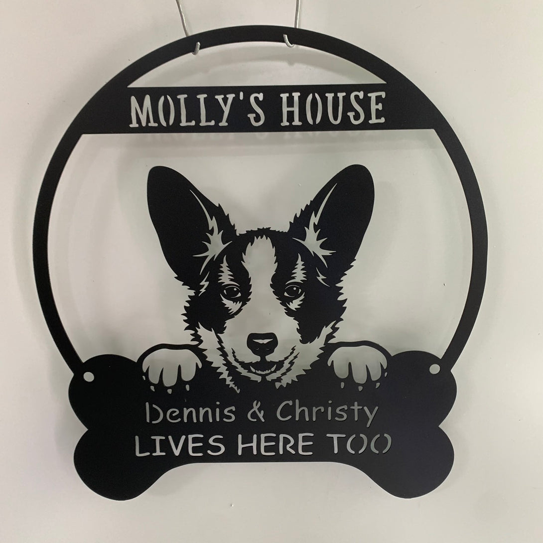 Personalized Welsh Corgi Cardigan Metal Sign, Custom Welsh Corgi Dog Metal Wall Art, Welsh Corgi With Bone Metal Wall Sign Decor, Metal Dog Sign