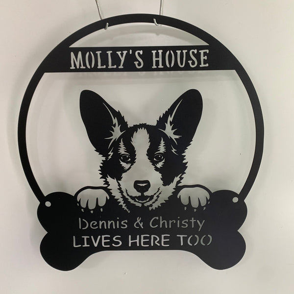Personalized Welsh Corgi Cardigan Metal Sign, Custom Welsh Corgi Dog Metal Wall Art, Welsh Corgi With Bone Metal Wall Sign Decor, Metal Dog Sign