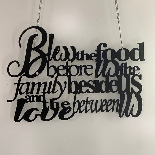 Bless The Food Before Us The Family Beside Us And The Love Beetween Us Sign, Wall Hanging Metal Art, Bless The Food Metal Wall Art Decor