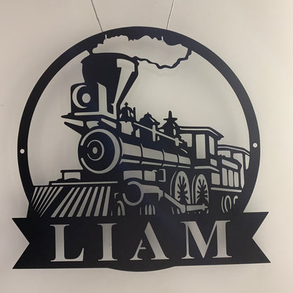 Personalized Train Metal Wall Sign, Custom Train Metal Wall Decor, Train Railroad Man Cave Metal Sign, Railway Train Station Metal Wall Art