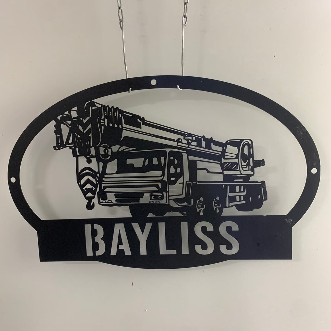 Personalized Crane Truck Monogram Metal Wall Art, Custom Mobile Crane Metal Sign, Mobile Crane Metal Wall Decor, Crane Truck Wall Hanging