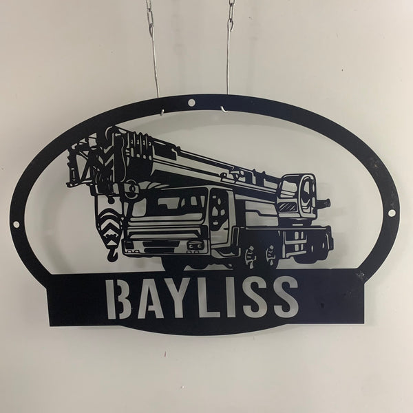 Personalized Crane Truck Monogram Metal Wall Art, Custom Mobile Crane Metal Sign, Mobile Crane Metal Wall Decor, Crane Truck Wall Hanging