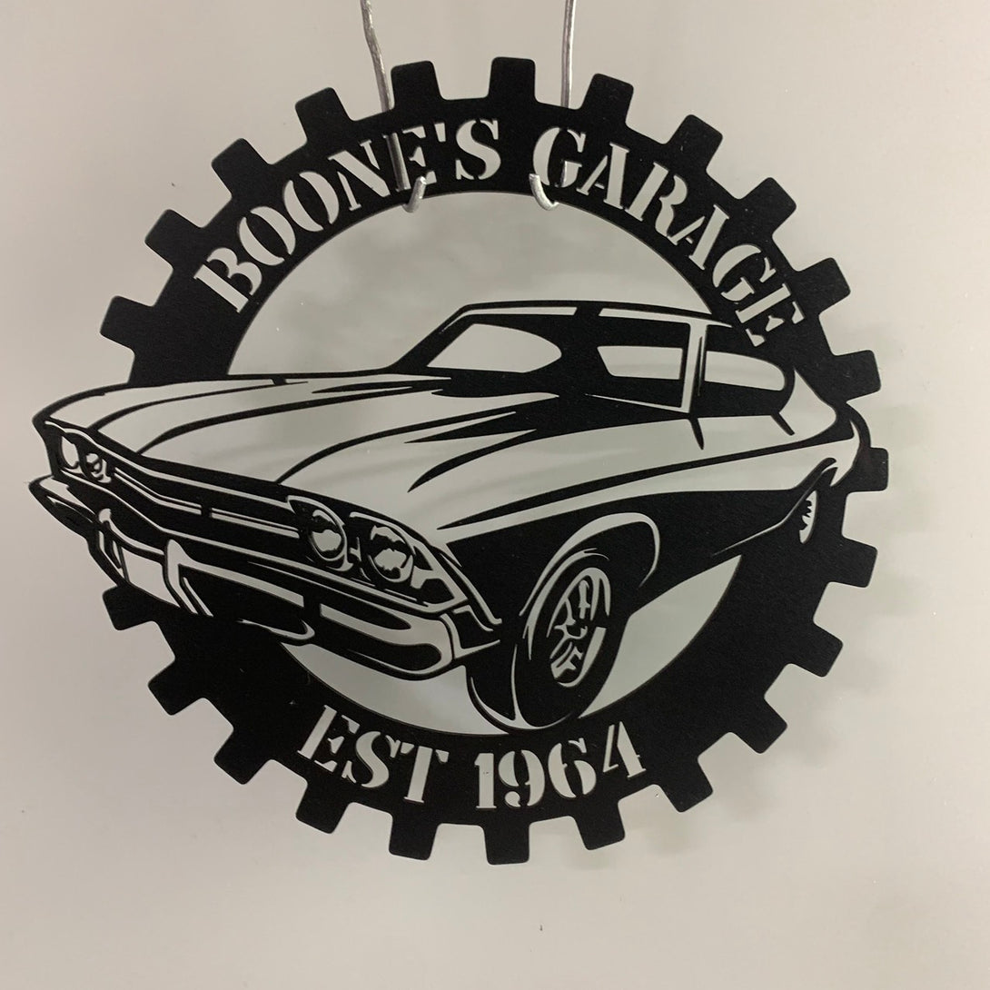Personalized Car Garage Metal Name Sign, Custom Garage Workshop Man Cave Metal Wall Sign, Custom Car Auto Repair Metal Wall Art