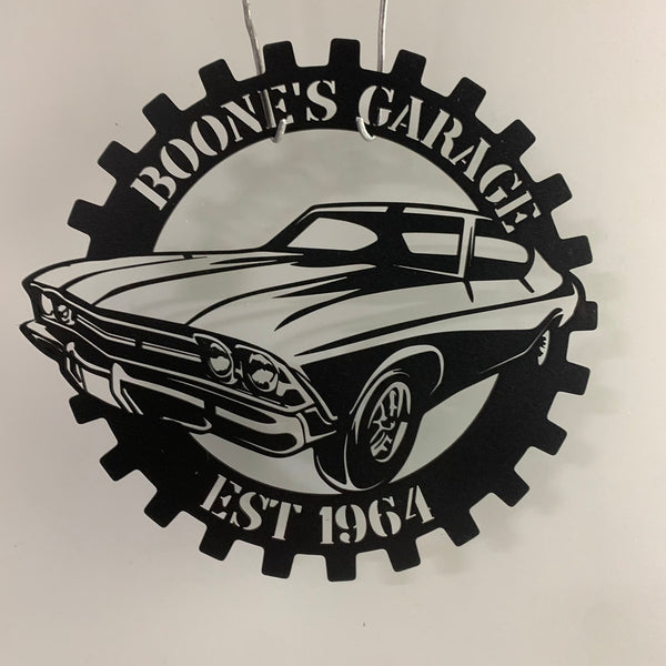 Personalized Car Garage Metal Name Sign, Custom Garage Workshop Man Cave Metal Wall Sign, Custom Car Auto Repair Metal Wall Art