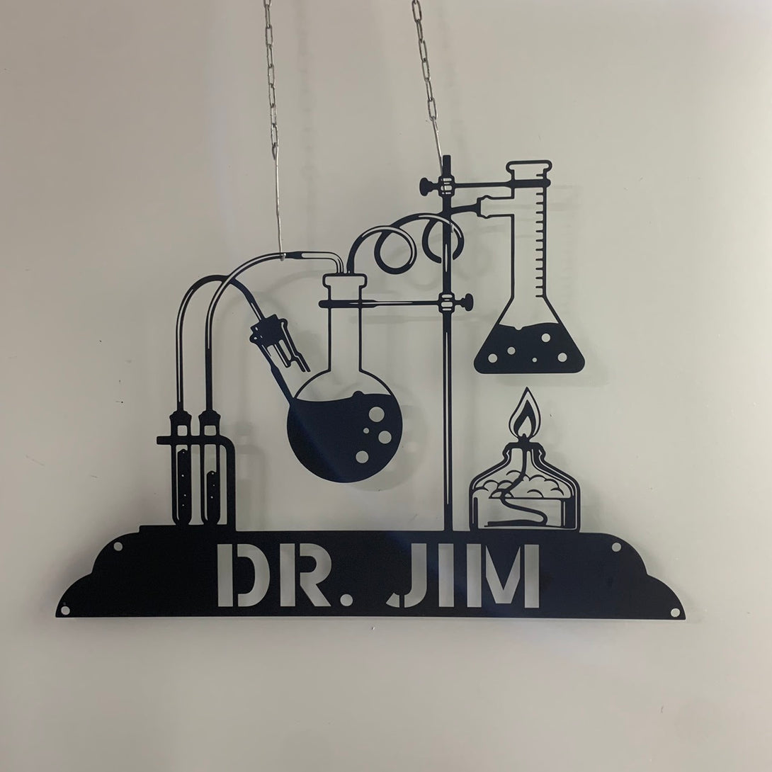 Custom Chemistry Science Lab Beakers Metal Sign, Personalized Science Teacher Doctor Metal Sign, Chemistry Class Metal Sign, Laboratory Metal Wall Art