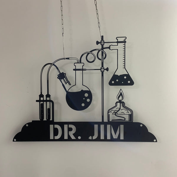 Custom Chemistry Science Lab Beakers Metal Sign, Personalized Science Teacher Doctor Metal Sign, Chemistry Class Metal Sign, Laboratory Metal Wall Art