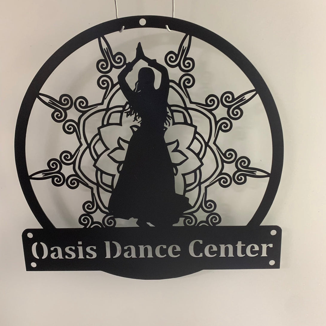 Custom Mandala Dancing Metal Wall Art, Personalized Dance Studio Metal Name Sign, Dance Center Monogram Metal Wall Decor