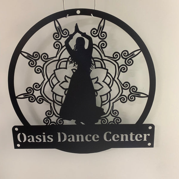 Custom Mandala Dancing Metal Wall Art, Personalized Dance Studio Metal Name Sign, Dance Center Monogram Metal Wall Decor