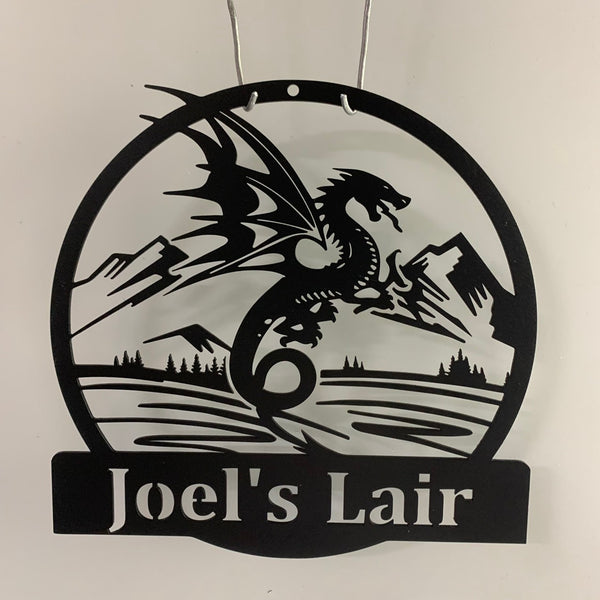 Custom Dragon Monogram Metal Sign Art, Personalized Dragon Metal Sign, Custom Dragon Name Sign, Mythical Dragon Metal Wall Room Decor