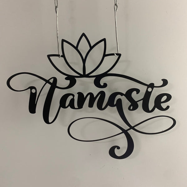 Namaste Metal Wall Art, Metal Lotus Namaste Wall Sign, Meditation Metal Sign, Namaste Yoga Studio Metal Wall Decor, Namaste Lotus Flower Sign