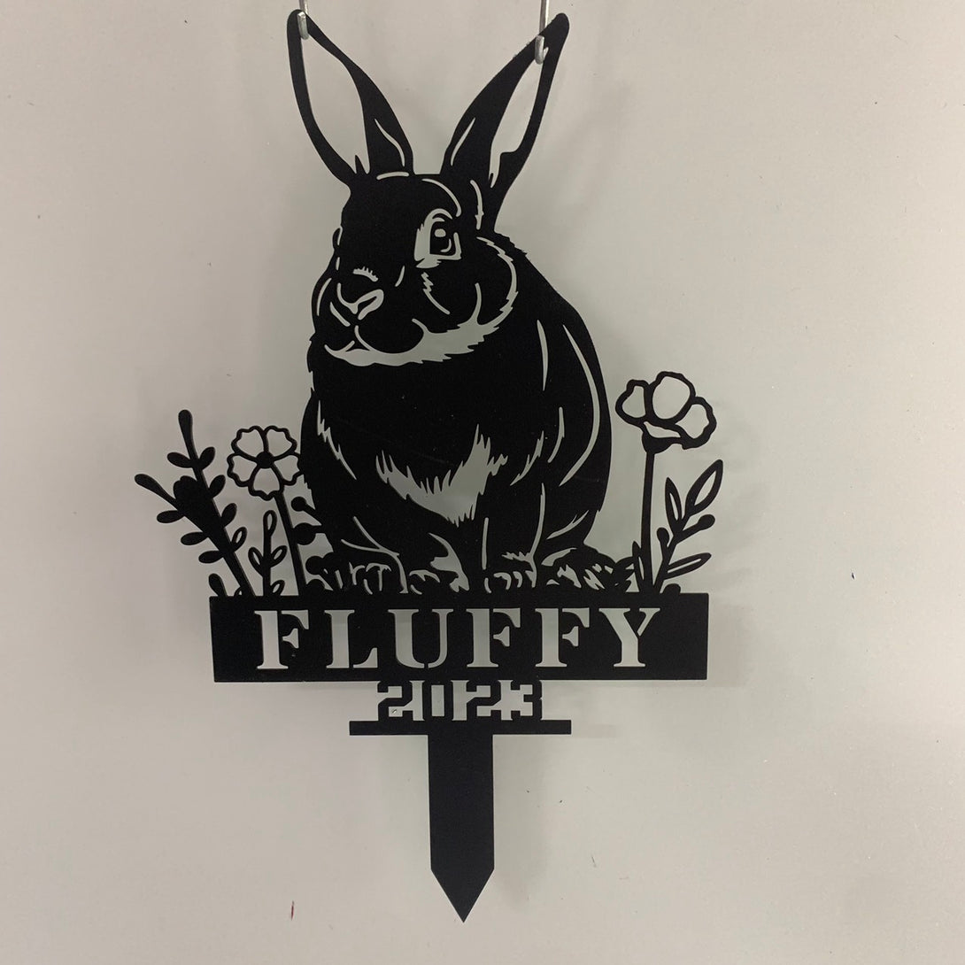 Personalized Rabbit Metal Garden Stake, Custom Rabbit Metal Sign Garden Decor, In Loving Memory Of Rabbit Metal Stake, Pet Memorial Grave Marker