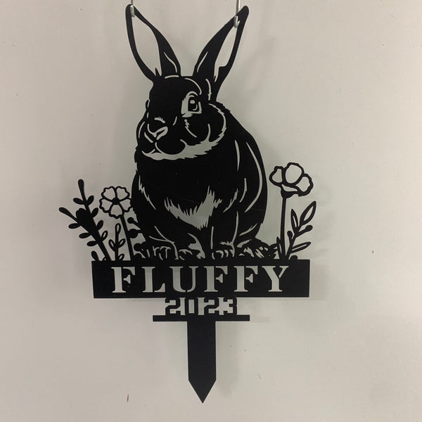 Personalized Rabbit Metal Garden Stake, Custom Rabbit Metal Sign Garden Decor, In Loving Memory Of Rabbit Metal Stake, Pet Memorial Grave Marker