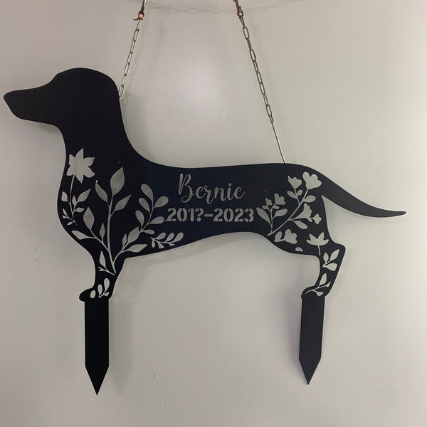 Custom Dachshund Dog Memorial Stake, Metal Garden Stake, Pet Grave Marker, Remembrance Stake, Dachshund Dog Sign, Pet Loss Metal Garden Sign