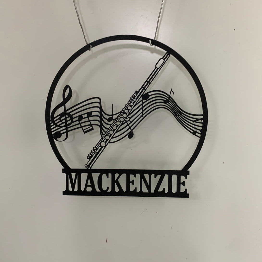 Personalized Flute Metal Wall Art, Custom Flute Musical Instrument Metal Sign, Flute Player Metal Room Sign, Flute Music Studio Metal Wall Hanging